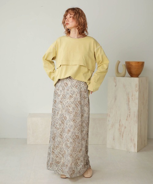 Bab(バブ)の「【WEB限定】バックリボンレイヤードカットソー(Tシャツ/カットソー・レディース・ベージュ/オフホワイト/ライトグリーン/カーキ/グレー系その他・FREE)」の16枚目の写真