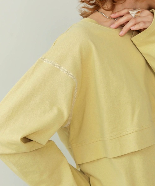 Bab(バブ)の「【WEB限定】バックリボンレイヤードカットソー(Tシャツ/カットソー・レディース・ベージュ/オフホワイト/ライトグリーン/カーキ/グレー系その他・FREE)」の12枚目の写真