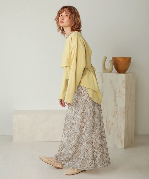 Bab(バブ)の「【WEB限定】バックリボンレイヤードカットソー(Tシャツ/カットソー・レディース・ベージュ/オフホワイト/ライトグリーン/カーキ/グレー系その他・FREE)」の10枚目の写真