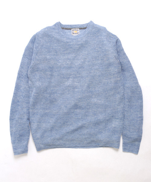Denime（ドゥニーム）の「リネンリブステッチクルーネックニット（ニット/セーター・メンズ・ブルー/イエロー/ピンク/グリーン/グレー・LARGE/MEDIUM）」の4枚目の写真