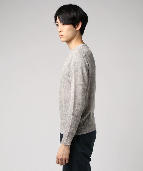 Denime（ドゥニーム）の「リネンリブステッチクルーネックニット（ニット/セーター・メンズ・ブルー/イエロー/ピンク/グリーン/グレー・LARGE/MEDIUM）」の7枚目の写真