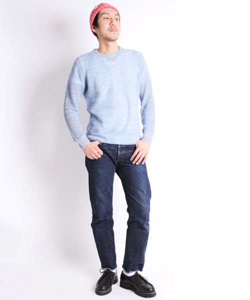 Denime（ドゥニーム）の「リネンリブステッチクルーネックニット（ニット/セーター・メンズ・ブルー/イエロー/ピンク/グリーン/グレー・LARGE/MEDIUM）」の15枚目の写真