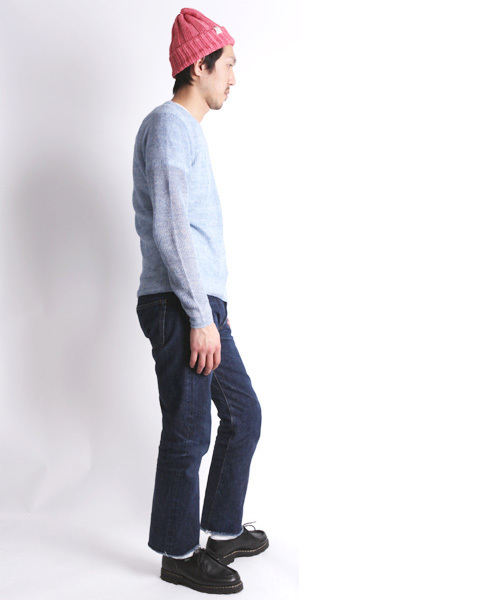 Denime（ドゥニーム）の「リネンリブステッチクルーネックニット（ニット/セーター・メンズ・ブルー/イエロー/ピンク/グリーン/グレー・LARGE/MEDIUM）」の9枚目の写真