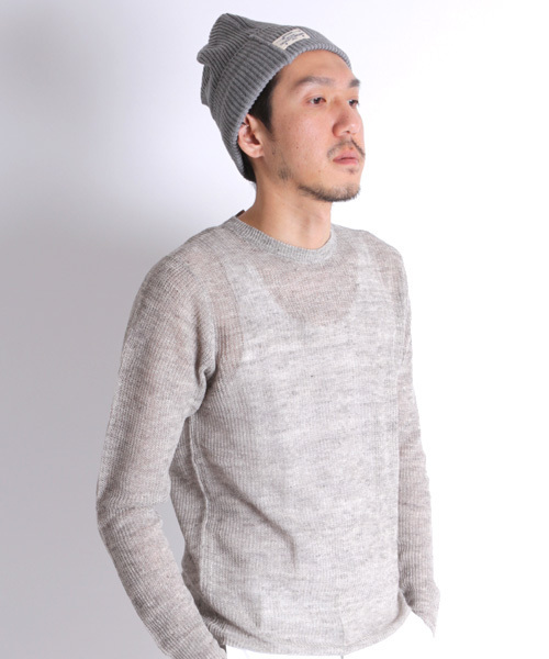 Denime（ドゥニーム）の「リネンリブステッチクルーネックニット（ニット/セーター・メンズ・ブルー/イエロー/ピンク/グリーン/グレー・LARGE/MEDIUM）」の17枚目の写真