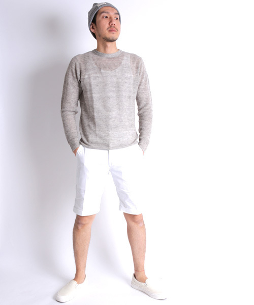 Denime（ドゥニーム）の「リネンリブステッチクルーネックニット（ニット/セーター・メンズ・ブルー/イエロー/ピンク/グリーン/グレー・LARGE/MEDIUM）」の20枚目の写真