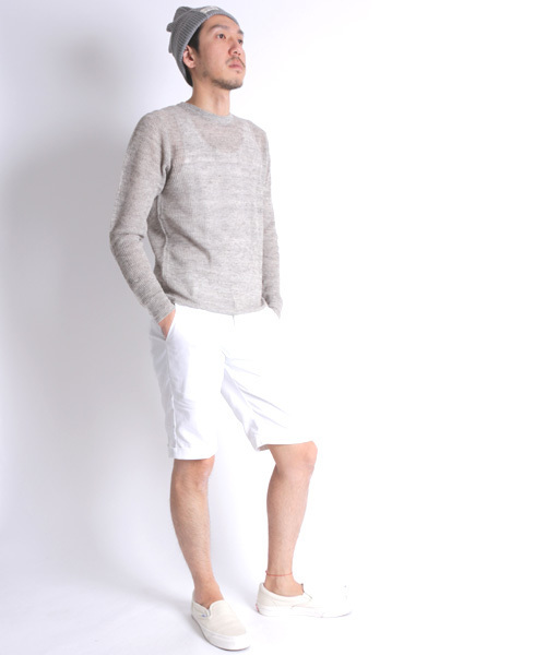 Denime（ドゥニーム）の「リネンリブステッチクルーネックニット（ニット/セーター・メンズ・ブルー/イエロー/ピンク/グリーン/グレー・LARGE/MEDIUM）」の21枚目の写真