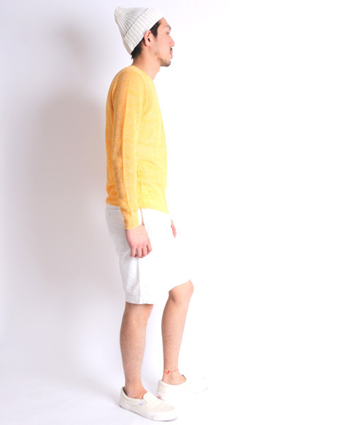 Denime（ドゥニーム）の「リネンリブステッチクルーネックニット（ニット/セーター・メンズ・ブルー/イエロー/ピンク/グリーン/グレー・LARGE/MEDIUM）」の11枚目の写真
