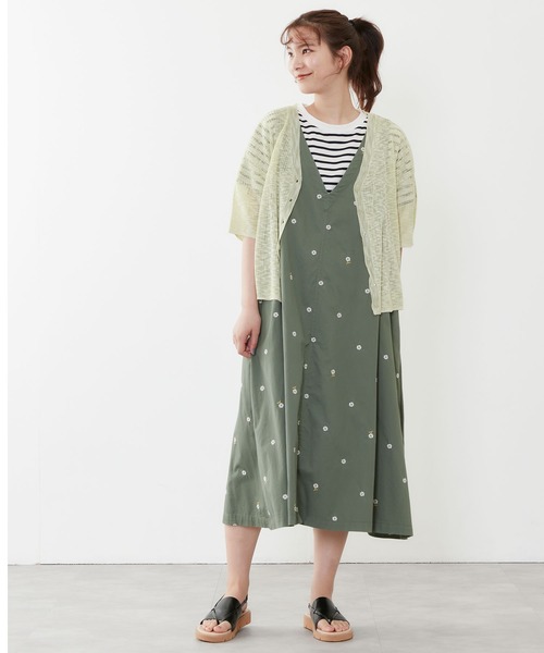 POU DOU DOU（プードゥドゥ）の「5分袖シアーリブニットカーディガン（カーディガン/ボレロ・レディース・イエロー/ブルー/キナリ・3）」の9枚目の写真