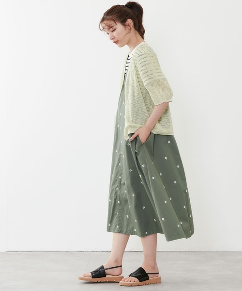 POU DOU DOU（プードゥドゥ）の「5分袖シアーリブニットカーディガン（カーディガン/ボレロ・レディース・イエロー/ブルー/キナリ・3）」の10枚目の写真