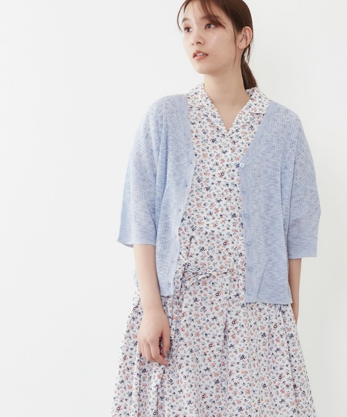 POU DOU DOU（プードゥドゥ）の「5分袖シアーリブニットカーディガン（カーディガン/ボレロ・レディース・イエロー/ブルー/キナリ・3）」の11枚目の写真