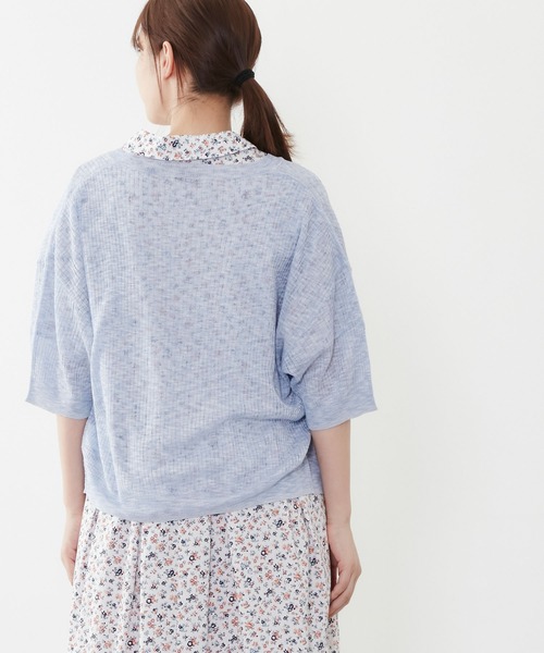 POU DOU DOU（プードゥドゥ）の「5分袖シアーリブニットカーディガン（カーディガン/ボレロ・レディース・イエロー/ブルー/キナリ・3）」の14枚目の写真