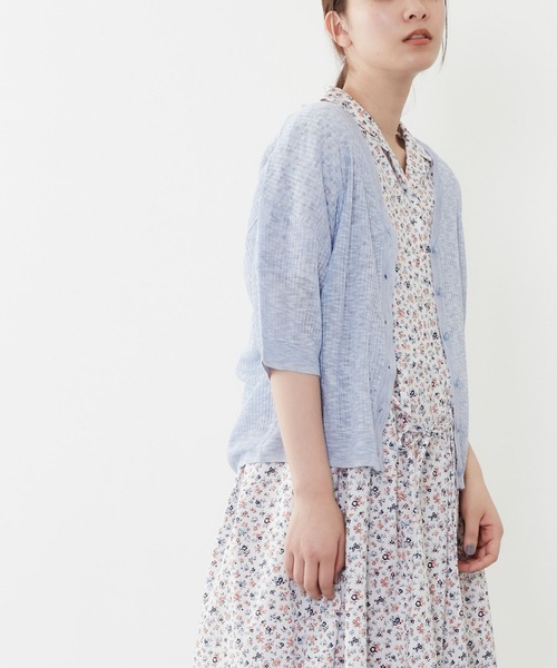 POU DOU DOU（プードゥドゥ）の「5分袖シアーリブニットカーディガン（カーディガン/ボレロ・レディース・イエロー/ブルー/キナリ・3）」の15枚目の写真