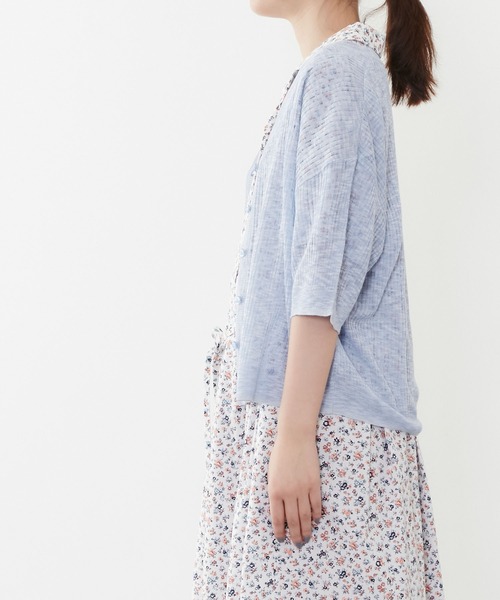 POU DOU DOU（プードゥドゥ）の「5分袖シアーリブニットカーディガン（カーディガン/ボレロ・レディース・イエロー/ブルー/キナリ・3）」の16枚目の写真