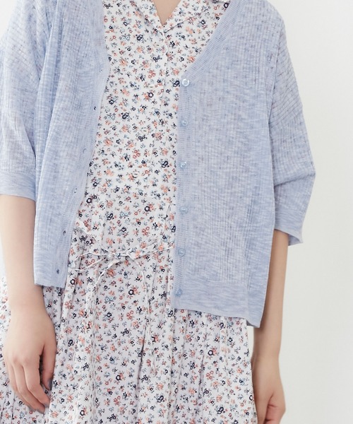 POU DOU DOU（プードゥドゥ）の「5分袖シアーリブニットカーディガン（カーディガン/ボレロ・レディース・イエロー/ブルー/キナリ・3）」の17枚目の写真