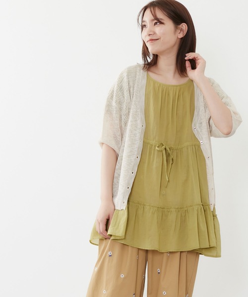 POU DOU DOU（プードゥドゥ）の「5分袖シアーリブニットカーディガン（カーディガン/ボレロ・レディース・イエロー/ブルー/キナリ・3）」の20枚目の写真