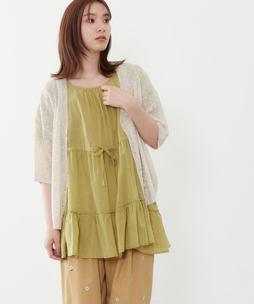 POU DOU DOU（プードゥドゥ）の「5分袖シアーリブニットカーディガン（カーディガン/ボレロ・レディース・イエロー/ブルー/キナリ・3）」の21枚目の写真