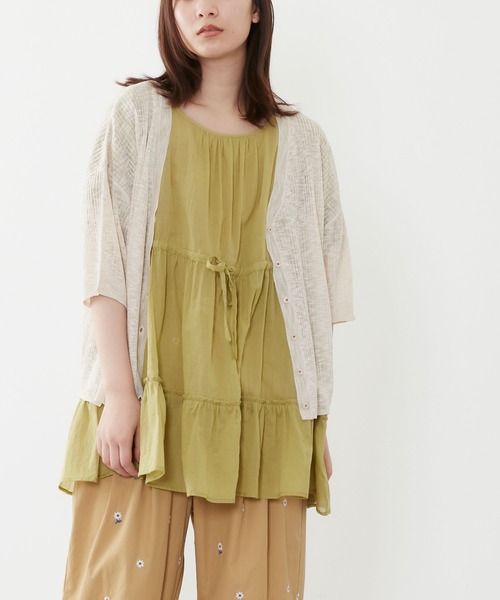 POU DOU DOU（プードゥドゥ）の「5分袖シアーリブニットカーディガン（カーディガン/ボレロ・レディース・イエロー/ブルー/キナリ・3）」の22枚目の写真