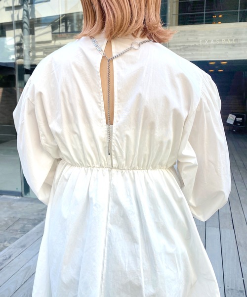 WHO'S WHO gallery（フーズフーギャラリー）の「ボリュームミニワンピ（シャツワンピース・レディース・ブラック/オフホワイト・FREE）」の21枚目の写真