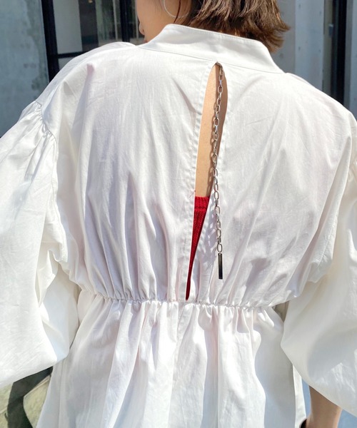 WHO'S WHO gallery（フーズフーギャラリー）の「ボリュームミニワンピ（シャツワンピース・レディース・ブラック/オフホワイト・FREE）」の17枚目の写真