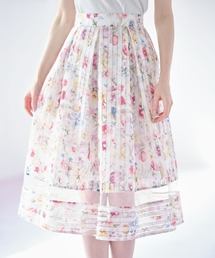 tocco closet | シアーストライプ×フラワープリントタックフレアスカート(スカート)