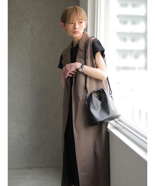 rem closet（レムクローゼット）の「クロスシームワンピース（ワンピース・レディース・ブラック/ベージュ・S）」の16枚目の写真