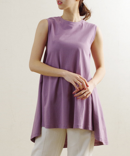 Fizz(フィズ)の「【Fizz/フィズ】 バックフレア ロングタンクトップ(タンクトップ・レディース・ホワイト/ブラック/ベージュ/パープル/モカ/カーキ/ブルー/アイボリー/グレイッシュベージュ/ライトカーキ・M)」の10枚目の写真