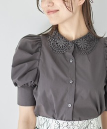 tocco closet | 【ZOZO限定】フラワーレース襟つきパワーショルダーブラウス(シャツ/ブラウス)