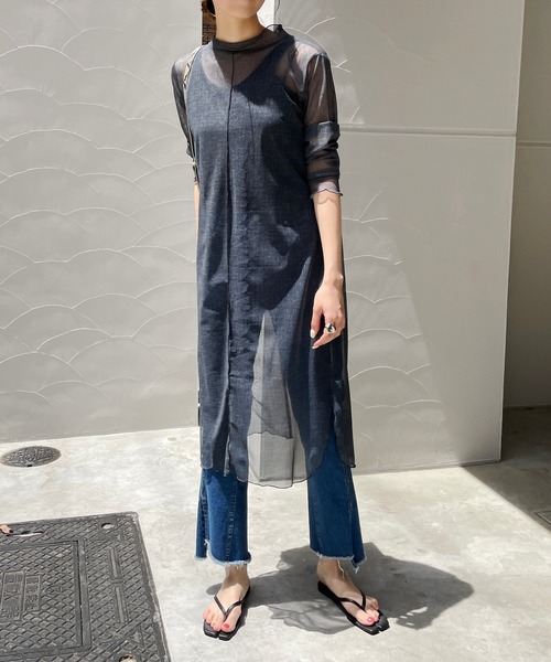 CAPRICIEUX LE'MAGE（カプリシューレマージュ）の「チュール後ろ開きワンピース（ワンピース・レディース・ネイビー/イエロー・FREE）」の18枚目の写真