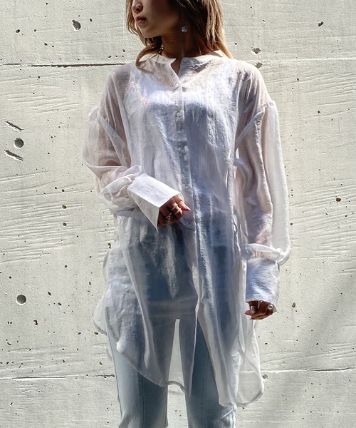 AS KNOW AS PINKY（アズノゥアズピンキー）の「お空広がるオーロラロングシャツ（シャツ/ブラウス・レディース・ホワイト/ブラック/サックスブルー/ピンク・FREE）」の19枚目の写真