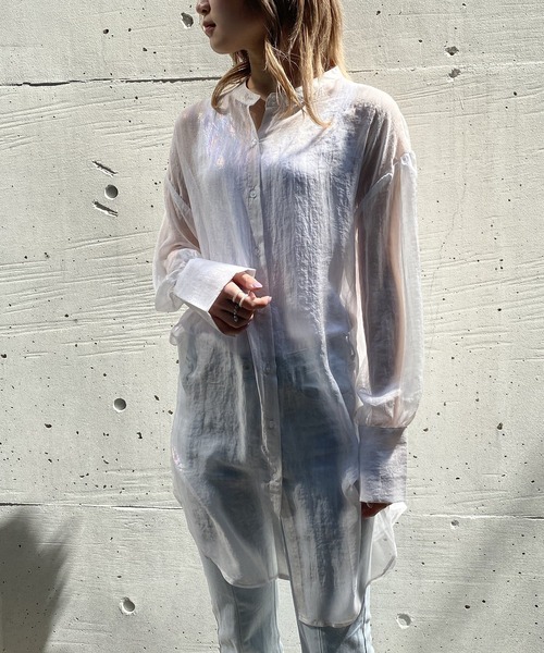 AS KNOW AS PINKY（アズノゥアズピンキー）の「お空広がるオーロラロングシャツ（シャツ/ブラウス・レディース・ホワイト/ブラック/サックスブルー/ピンク・FREE）」の15枚目の写真