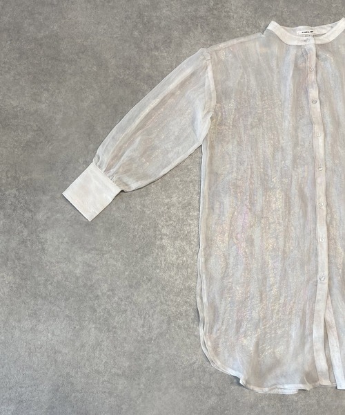 AS KNOW AS PINKY（アズノゥアズピンキー）の「お空広がるオーロラロングシャツ（シャツ/ブラウス・レディース・ホワイト/ブラック/サックスブルー/ピンク・FREE）」の5枚目の写真