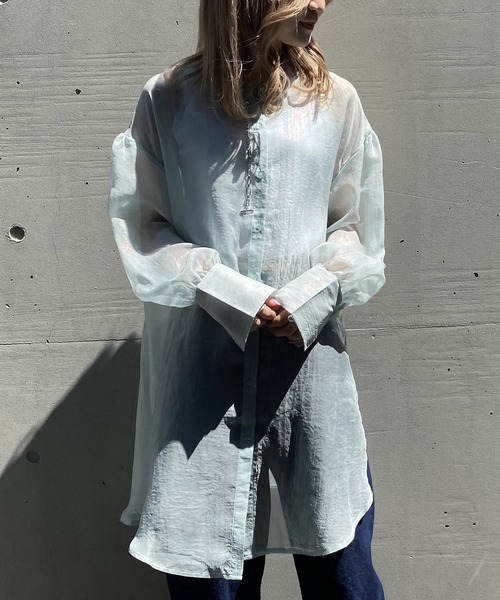 AS KNOW AS PINKY（アズノゥアズピンキー）の「お空広がるオーロラロングシャツ（シャツ/ブラウス・レディース・ホワイト/ブラック/サックスブルー/ピンク・FREE）」の11枚目の写真