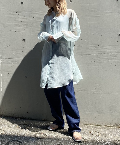 AS KNOW AS PINKY（アズノゥアズピンキー）の「お空広がるオーロラロングシャツ（シャツ/ブラウス・レディース・ホワイト/ブラック/サックスブルー/ピンク・FREE）」の12枚目の写真