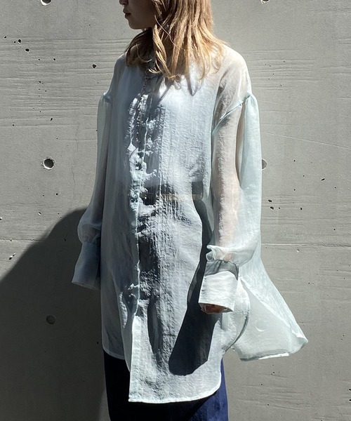 AS KNOW AS PINKY（アズノゥアズピンキー）の「お空広がるオーロラロングシャツ（シャツ/ブラウス・レディース・ホワイト/ブラック/サックスブルー/ピンク・FREE）」の21枚目の写真