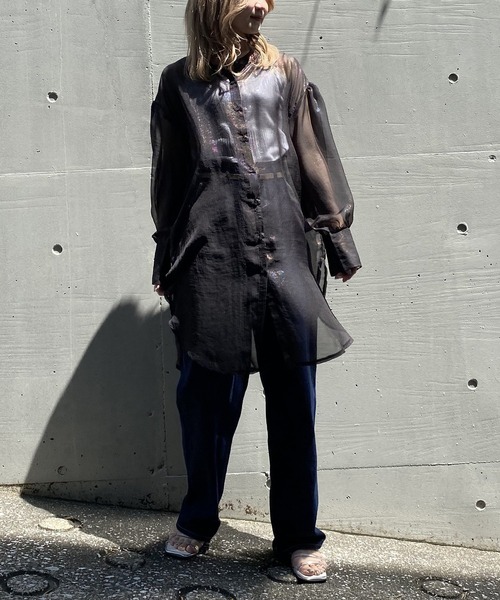 AS KNOW AS PINKY（アズノゥアズピンキー）の「お空広がるオーロラロングシャツ（シャツ/ブラウス・レディース・ホワイト/ブラック/サックスブルー/ピンク・FREE）」の14枚目の写真