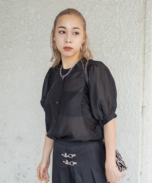 RASVOA（ラスボア）の「ボリューム袖バンドカラーシャツ（シャツ/ブラウス・レディース・ブラック/オフホワイト/ブルー・FREE）」の10枚目の写真