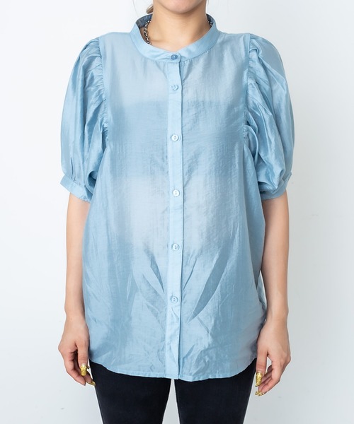 RASVOA（ラスボア）の「ボリューム袖バンドカラーシャツ（シャツ/ブラウス・レディース・ブラック/オフホワイト/ブルー・FREE）」の12枚目の写真