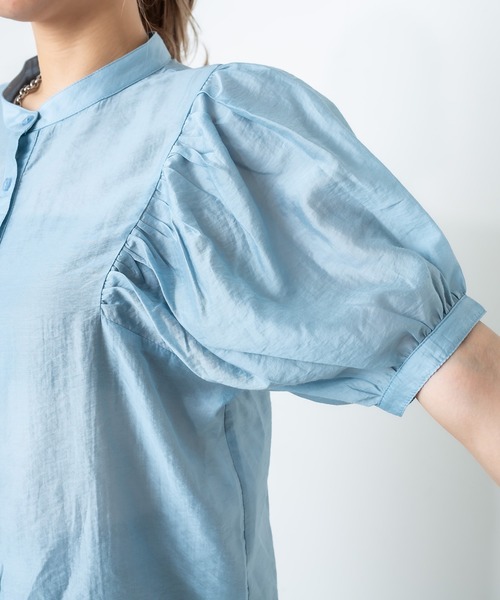 RASVOA（ラスボア）の「ボリューム袖バンドカラーシャツ（シャツ/ブラウス・レディース・ブラック/オフホワイト/ブルー・FREE）」の9枚目の写真