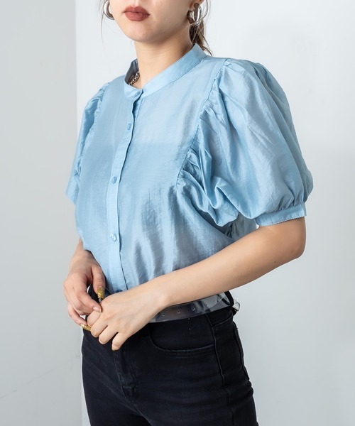 RASVOA（ラスボア）の「ボリューム袖バンドカラーシャツ（シャツ/ブラウス・レディース・ブラック/オフホワイト/ブルー・FREE）」の22枚目の写真