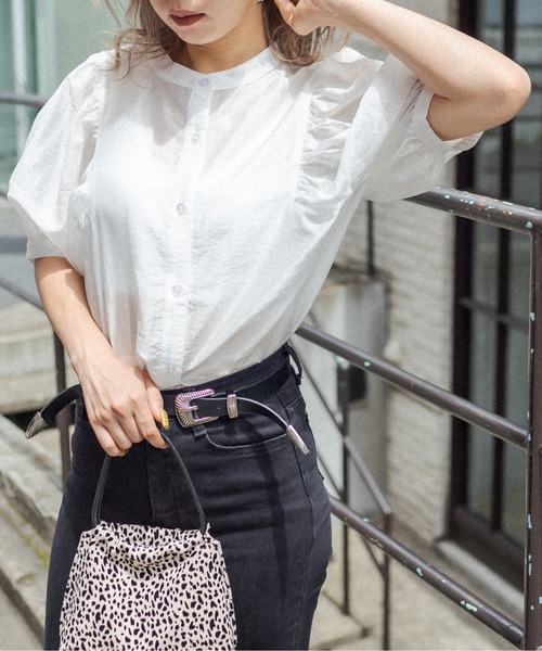 RASVOA（ラスボア）の「ボリューム袖バンドカラーシャツ（シャツ/ブラウス・レディース・ブラック/オフホワイト/ブルー・FREE）」の16枚目の写真