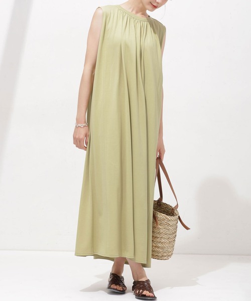 AntiSoaked汗染み防止ギャザーワンピースノースリーブ