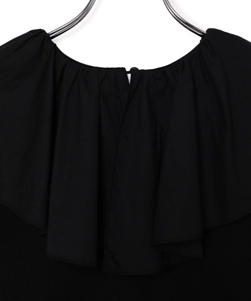 ADAM ET ROPE'（アダムエロペ）の「ビッグフリルカラーTEE（Tシャツ/カットソー・レディース・ホワイト/ブラック・FREE）」の8枚目の写真