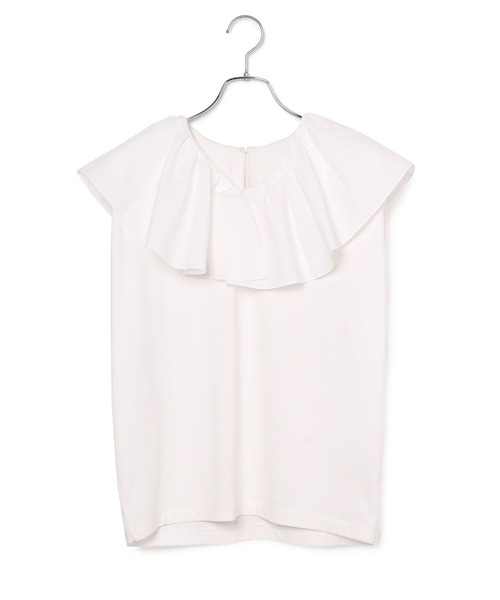 ADAM ET ROPE'（アダムエロペ）の「ビッグフリルカラーTEE（Tシャツ/カットソー・レディース・ホワイト/ブラック・FREE）」の13枚目の写真
