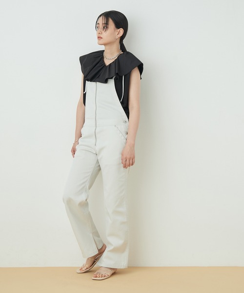 ADAM ET ROPE'（アダムエロペ）の「ビッグフリルカラーTEE（Tシャツ/カットソー・レディース・ホワイト/ブラック・FREE）」の9枚目の写真