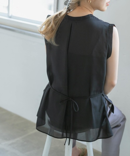 ITEMS URBANRESEARCH(アイテムズ アーバンリサーチ)の「異素材ドッキングチュニック(Tシャツ/カットソー・レディース・ブラック/ミント/オフホワイト・FREE)」の2枚目の写真