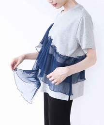 Three Four Time | プリーツチュールイレギュラードッキングTシャツ(Tシャツ/カットソー)