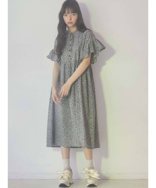 merry jenny（メリージェニー）の「フリルスリーブルーズワンピース（ワンピース・レディース・ブラック/レッド・FREE）」の4枚目の写真