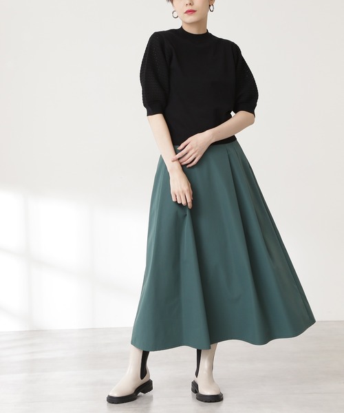 N.（N. Natural Beauty Basic）（エヌエヌナチュラルビューティーベーシック）の「◆タックフレアロングスカート（スカート・レディース・ピンク/グリーン/モカ・MEDIUM）」の3枚目の写真