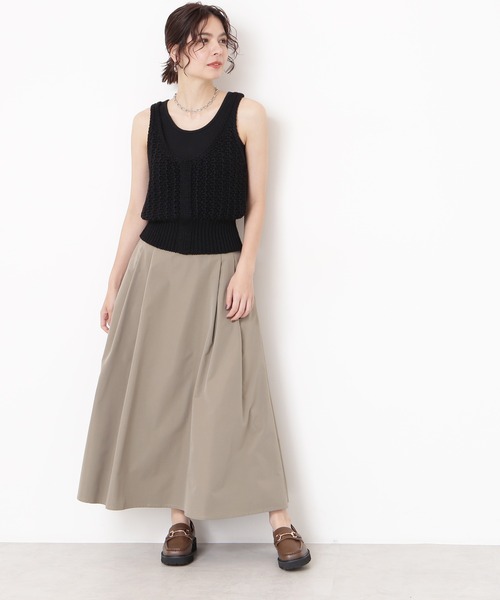 N.（N. Natural Beauty Basic）（エヌエヌナチュラルビューティーベーシック）の「◆タックフレアロングスカート（スカート・レディース・ピンク/グリーン/モカ・MEDIUM）」の5枚目の写真