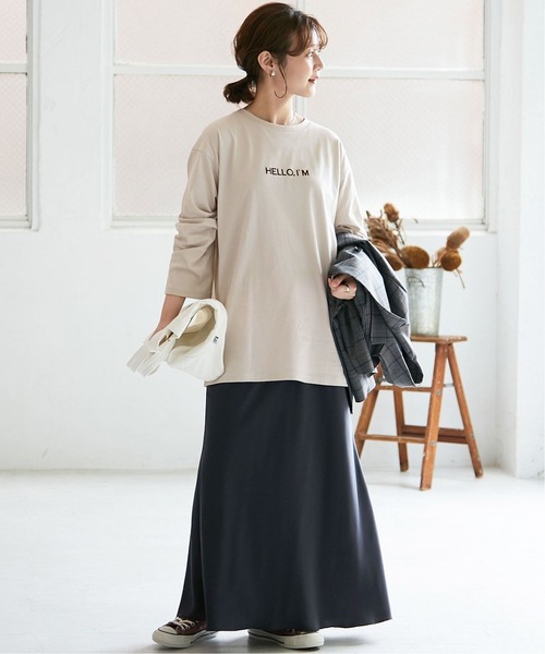 SLOBE IENA（スローブイエナ）の「HELLO.IMロンTEE【手洗い可能】◆（Tシャツ/カットソー・レディース・ホワイト/ベージュ・FREE）」の3枚目の写真